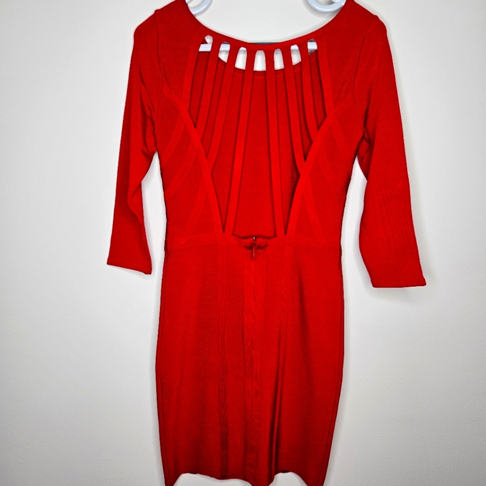 New Bebe Bandage/Body Con Red Dress Large